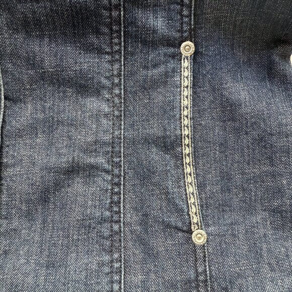 Chicos Platinum Denim Vest Womens Size 1 Blue Cotton Spandex Embroidered Casual - Picture 7 of 8